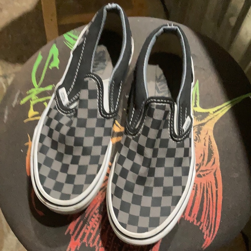 Vans Black and gray checkered shoes size 3